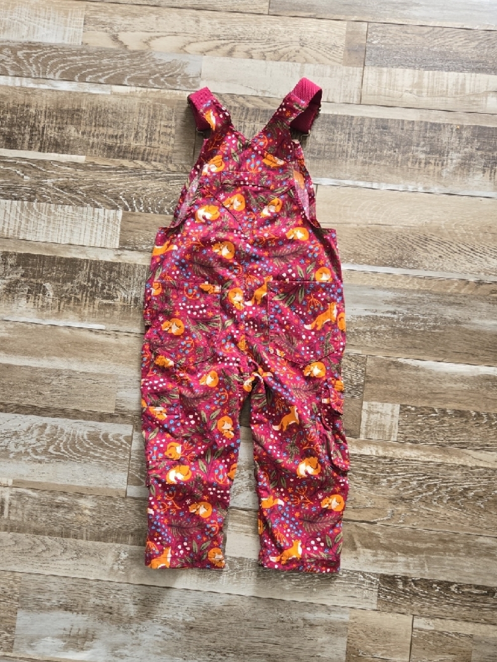 Duluth Trading Co Pink Floral Fox Print Kids Overalls - Picture 5 of 5